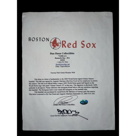 2004 World Series Signed MLB Johnny Damon Authenticated Baseball Sports Memorabi - Picture 9 of 10